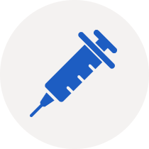 Blue syringe icon on a light background.